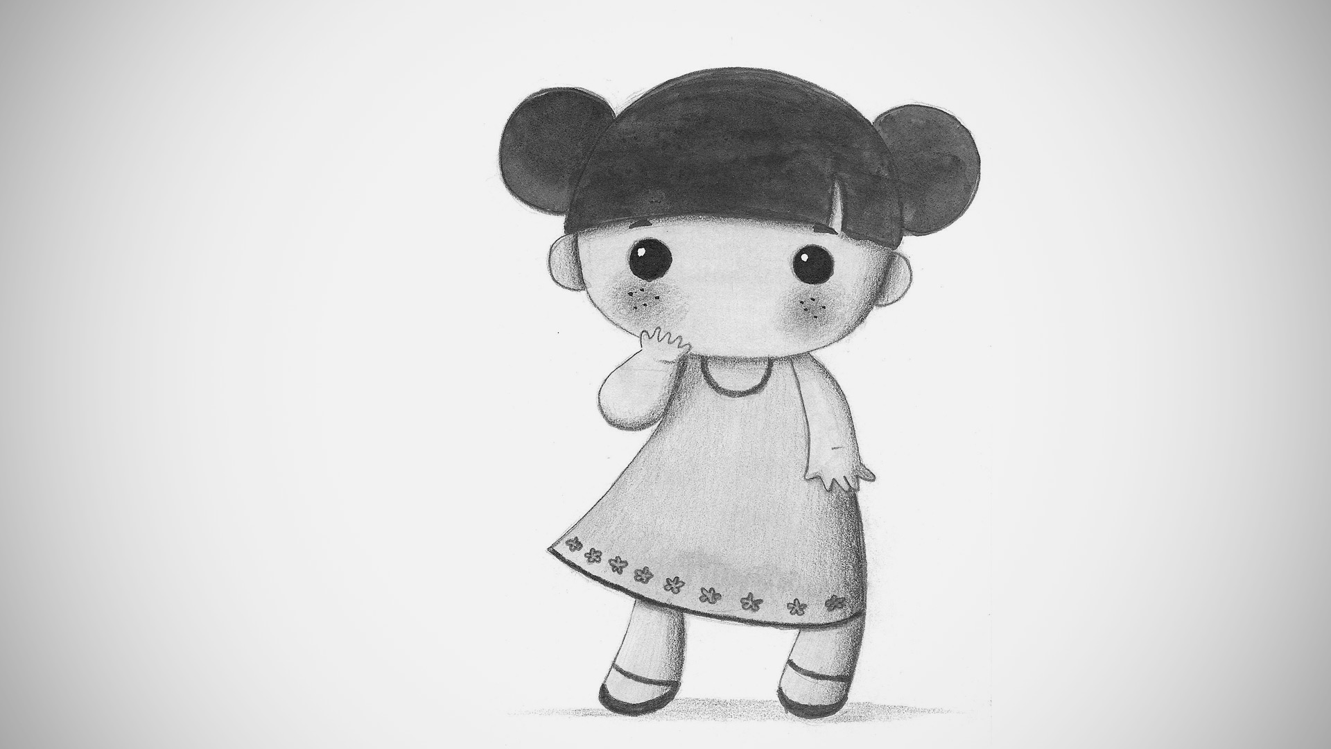 Primer boceto de ilustración infantil para el personaje de Alicia en el País de las Maravillas