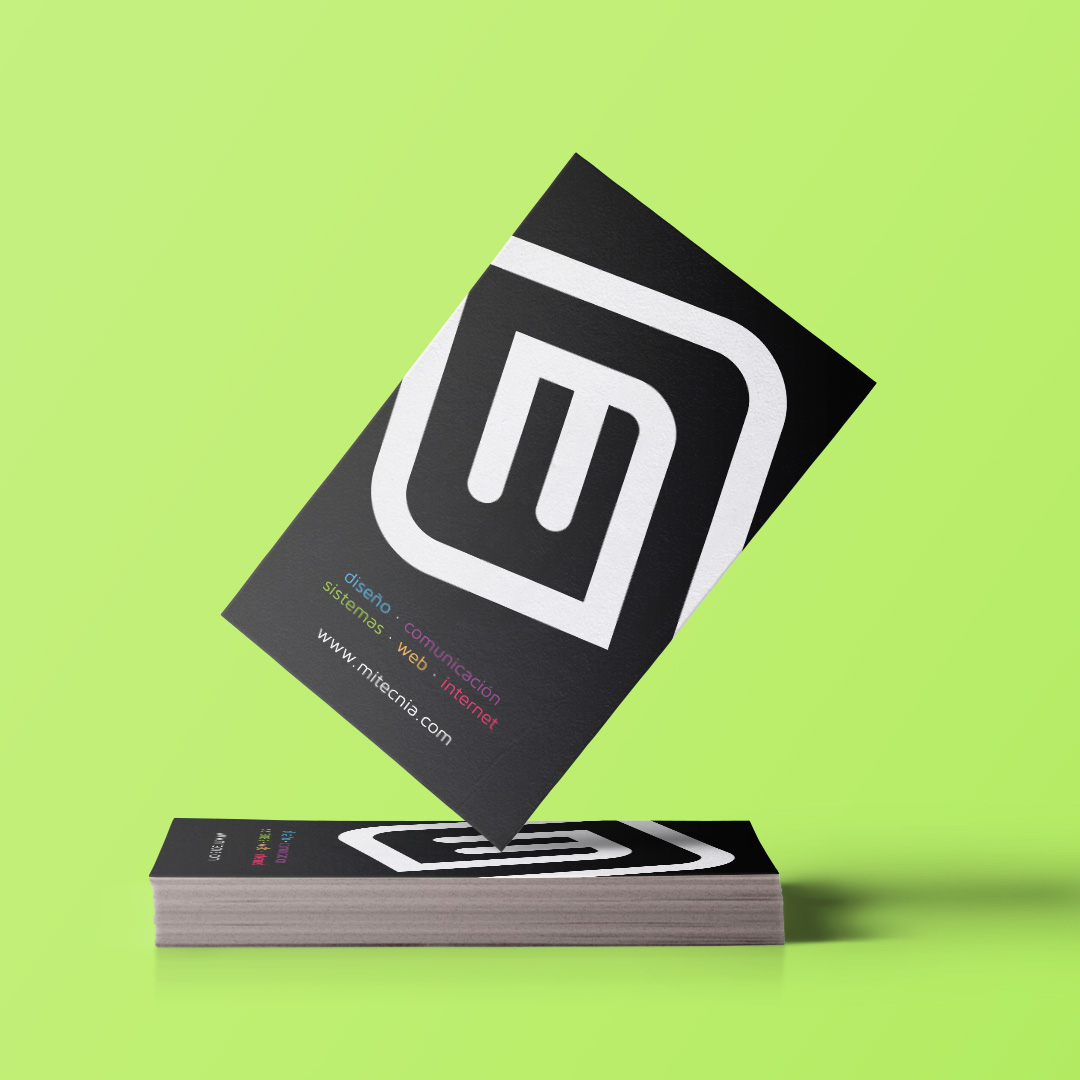Diseño de tarjetas de visita para tienda de informática Mitecnia